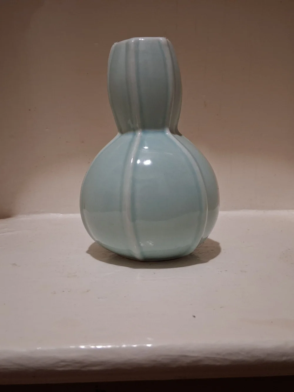 Vintage Celadon Glazed Double Gourd Bud Vase - Picture 3 of 8